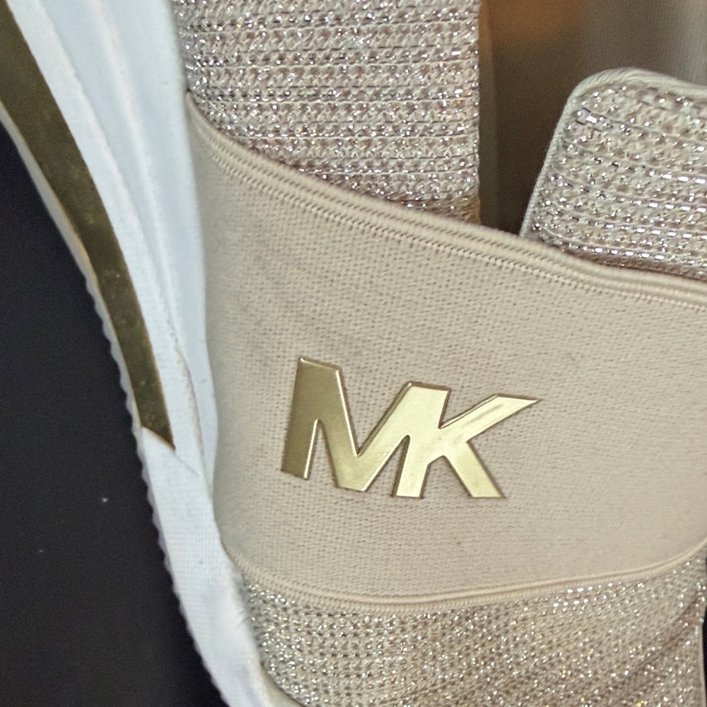 Michael Kors Ivory Shimmer Slip-On Wedge Sneakers Size 10M - Picture 9 of 10